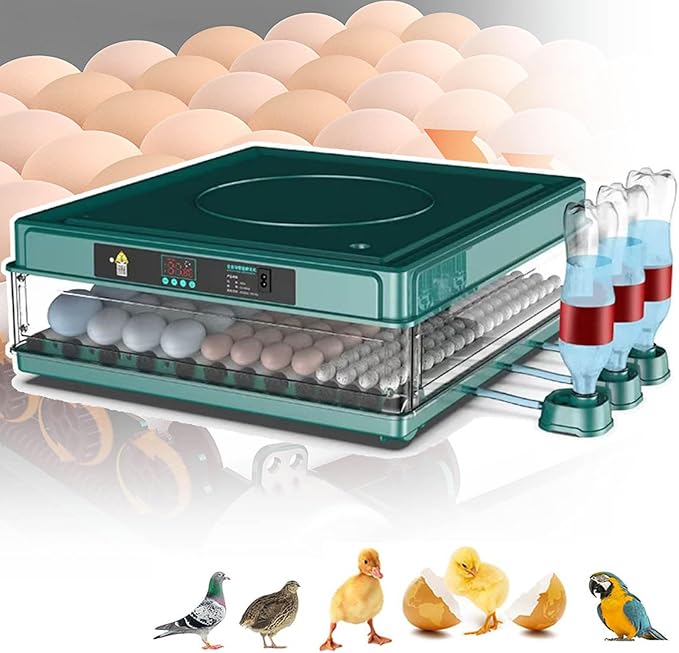 36 48 56 64 98 130 Egg Incubator,Poultry Hatcher,Digital LED Display, Auto Egg Turning+Automatic Hydration+Temperature Control,with LED Egg Light,130-eggs