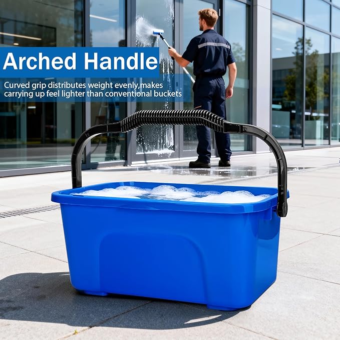 3 Gallon Mop Cleaning Bucket with Handle,4 Pcs Compact Square Plastic Bucket for Window Cleaning,Car Washing, Mopping & Household Cleaning Supplies Organizer Wash Water Bucket for Storage Blue Grey