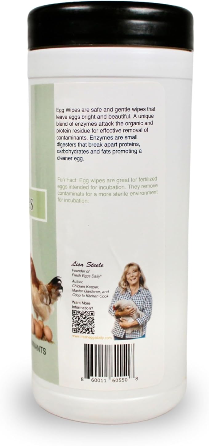 Fresh Eggs Daily Egg Wipes – Enzyme-Based Egg Cleaner for Backyard Chickens, No Rinse Needed, Natural Enzyme Formula – 40 Natural Cleaning Wipes