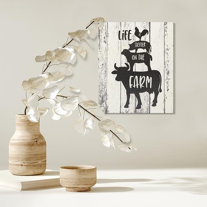 JennyGems Life is Better on the Farm Wooden Sign, Cow Chicken and Pig Decor, Farmhouse Decorations, Made in USA