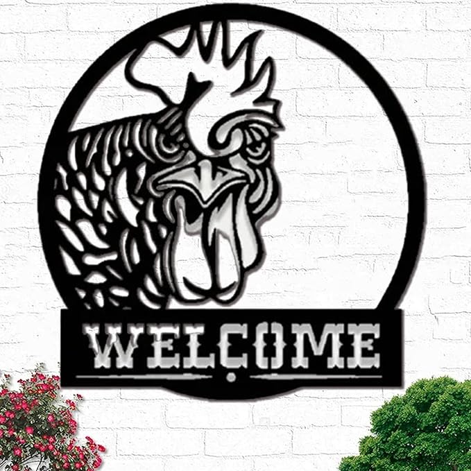 Rustic Chicken Coop Hanging Metal Sign Custom Hen House Nameplate Personalized Barnyard Farmhouse Backyard Poultry Wall Plaque Homestead Decoration Unique Gift for Farmers and Outdoor Decor Lovers