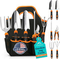 APSARAS USA Gardening Tool Set,Stainless Steel Heavy Duty Gardening Tools, Garden Tool Set with Non-Slip Rubber Grip,600D Oxford Cloth Storage Tote Bag, Perfect Garden Tools Gifts for Father