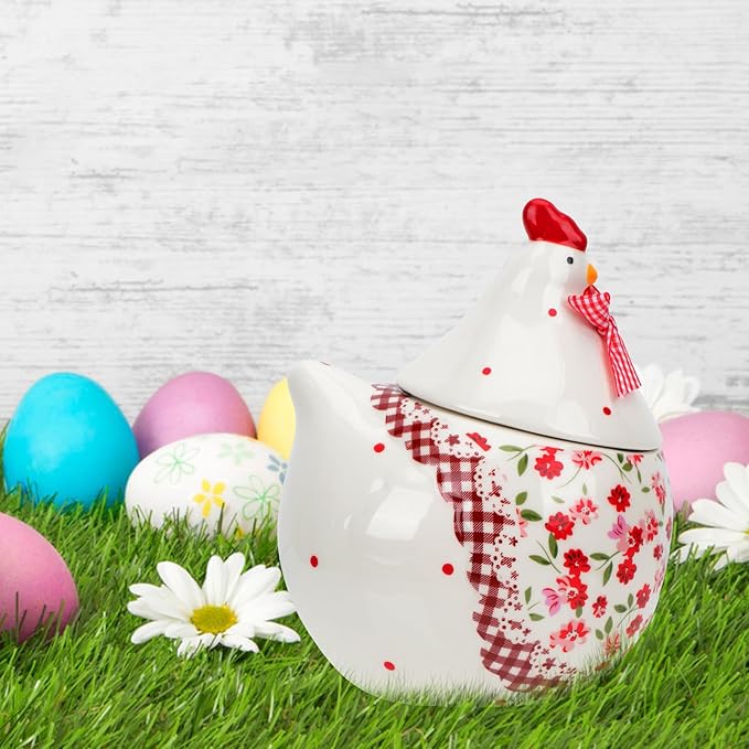 Chicken Cookie Jar Easter Cookie Jar- Farmhouse Kitchen Decor Cute Design Container for Candy Snacks Coffee Countertop Storage Gift for Home
