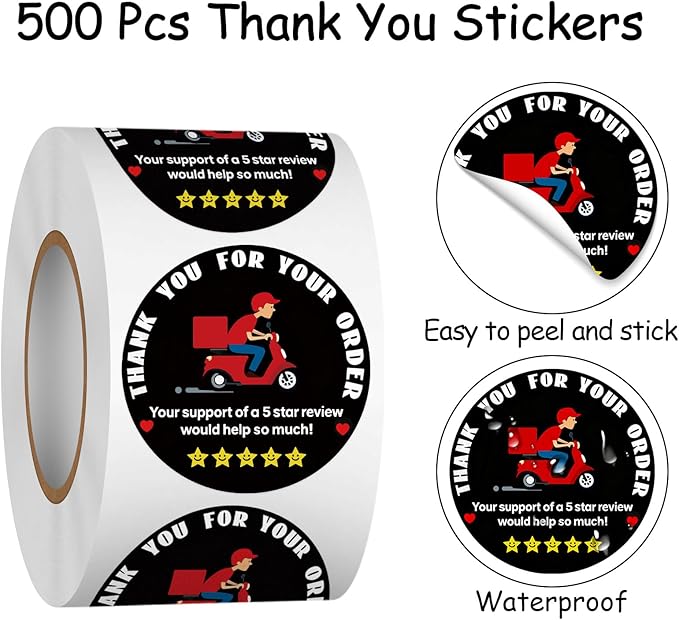 Louise Maelys 2 Inch Thank You for Your Order Stickers-500 pcs Thank You Sticker Labels for Packaging Small Business