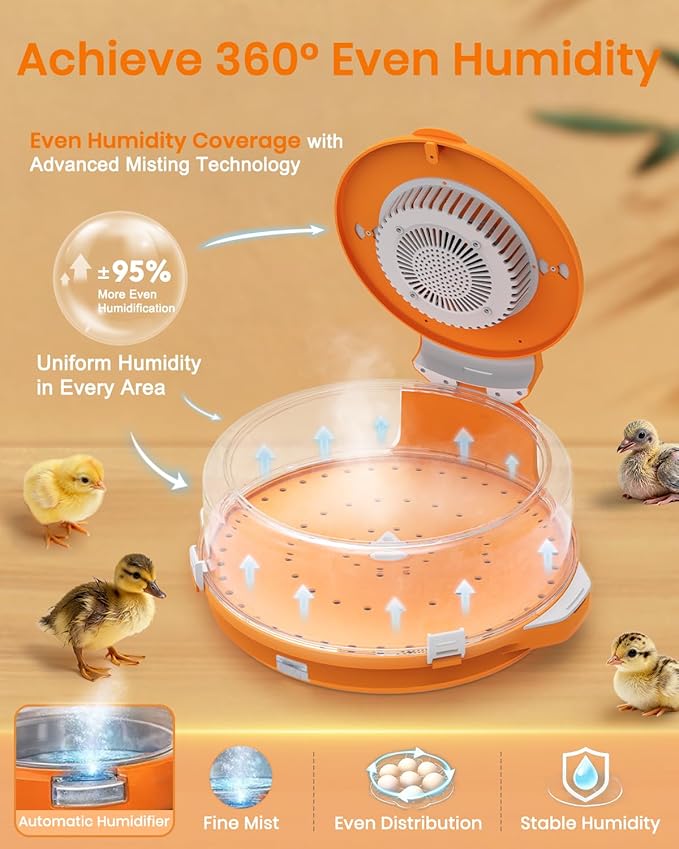 Incubators for Hatching Eggs,15 Egg Incubator with Automatic Egg Turner,Temperature & Humidity Control，Egg Candler,Incubators with 2 Trays, 360° Viewing for Hatching Chicken Duck Goose Quail Bird