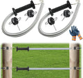 2 Set Electric Fence Gate Kit,Electric Fence Gate Handle with Spring,16.4 Ft Tension Spring