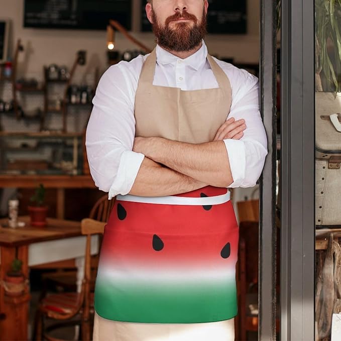 Unisex Apron for Cooking Server Waitress Half Waist Apron with 3 Pockets