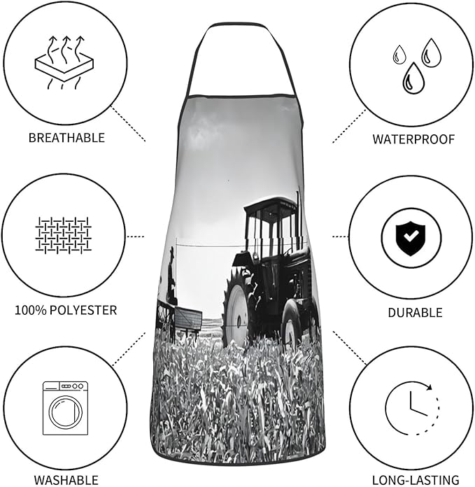 Premium Soft Water-Resistant Apron For Cooking, Gardening, Bbq, Tractor Aprons For Men Women, Unisex Adjustable Waist Work Bib Chef Apron For Kitchen, Cafe, With Pocket