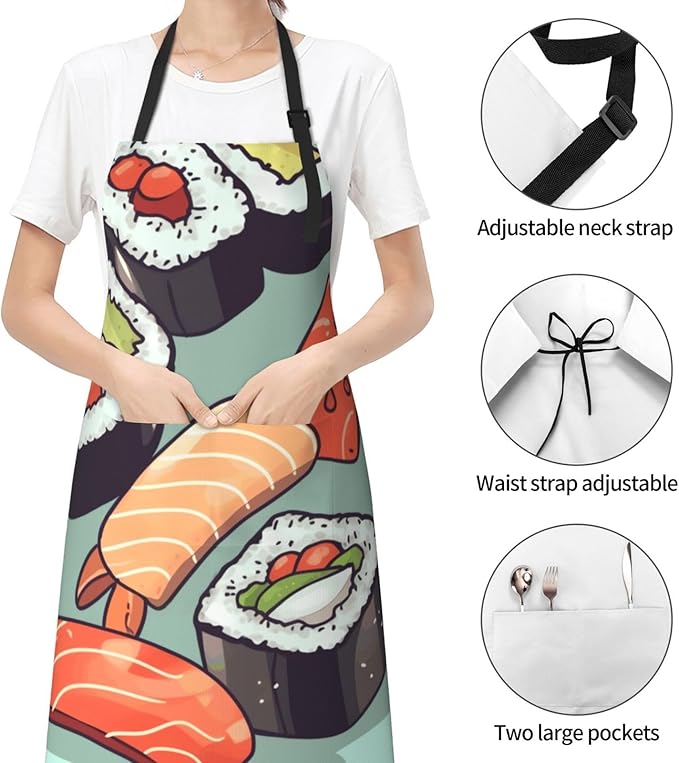 Aprons for Women with Pockets Waterproof Apron Adjustable Bib Turquoise Blue Gold Marble Apron Chef Apron