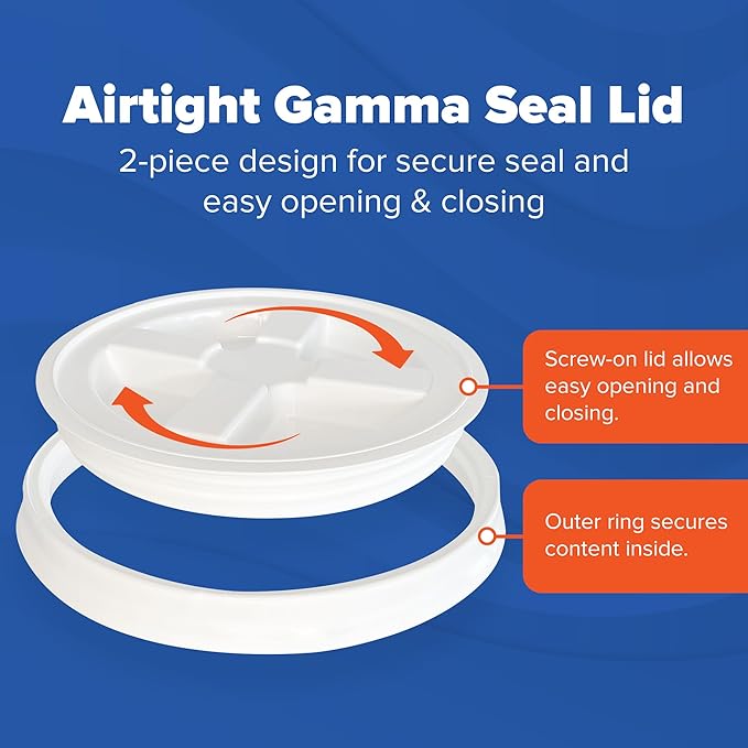 ePackageSupply 5 Gallon White Bucket with White Gamma Seal Screw on Airtight Lid | Made in USA | Food Grade | Heavy-Duty HPDE Plastic | Durable 90 Mil Pail | Easy Stack and Store | BPA Free (6 Count)
