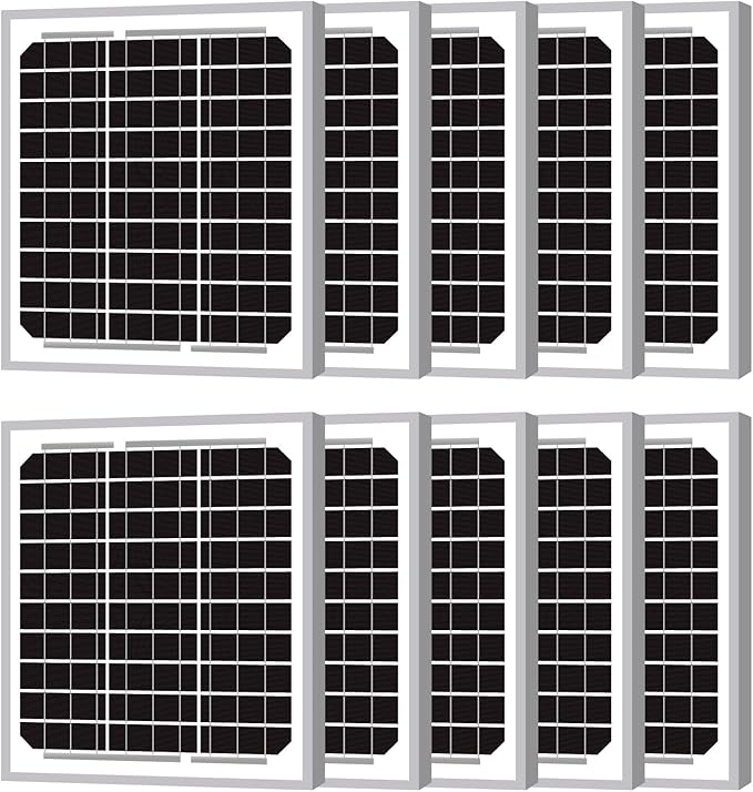 Newpowa 10PCS 5W(Watts) 12V(Volts) Solar Panels, High-Efficiency Monocrystalline Solar Panel Battery Maintainer PV Module Power for Battery Charging of Boat RV Gate Opener Fences, 10-Pack 5W