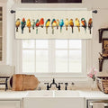 Miyotaa Birds Kitchen Curtain Valance 54W x 18H Rod Pocket Vintage Retro Colorful Window Treatment for Living Room Bedroom Bathroom