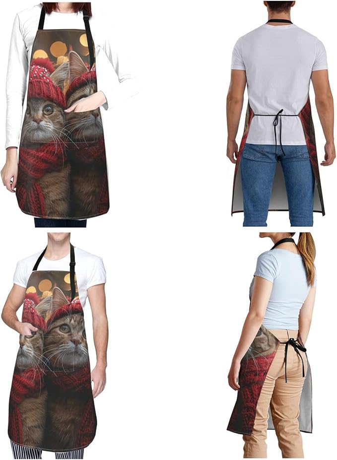 Kitchen Aprons for Men Women Waterproof Apron with 2 Pockets Cool Steampunk Gears Apron Adjustable Bib Aprons
