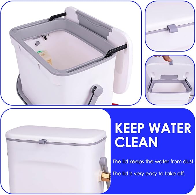 Automatic Chicken Waterer with Float Valve Kit Hose Attachment and 4 Poultry Water Cups, Duck Chicken Water Feeder Poultry Waterer (2 Gallons)