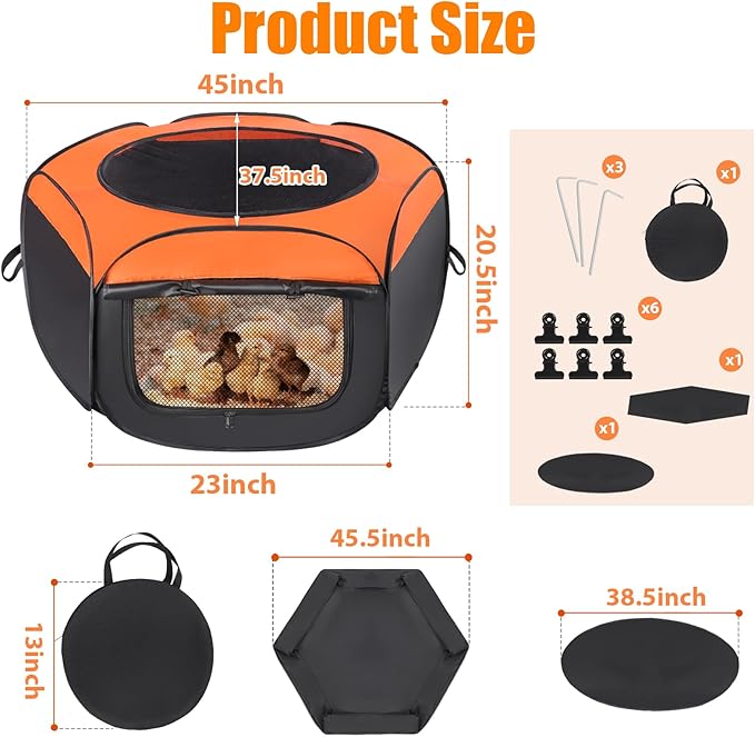 Chick Brooder Box, Upgrade Double Door Brooder Box for Chick Starter Kit, Pop-Up Baby Chicken Pen Supplies Brooding Up to 15 Baby Chicks, Duck and Quail