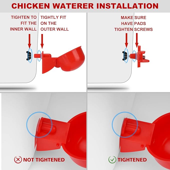 Chicken Waterer - Chicken Water Feeder with 4 Water Cups - Automatic Chicken Waterer No Waste - Poultry Waterer with 2 Gallon for Chickens Ducks and Goose