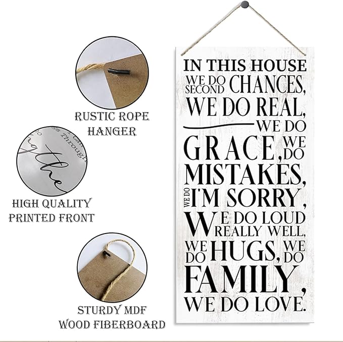 In This House We Do Love Sign, Love Wood Sign, Family Rules Sign, Family Home Decor, Wall Decor Art, Decorative Wood Hanging Wood Plaque, Farmhouse Home Decoration, Rustic Wood Sign