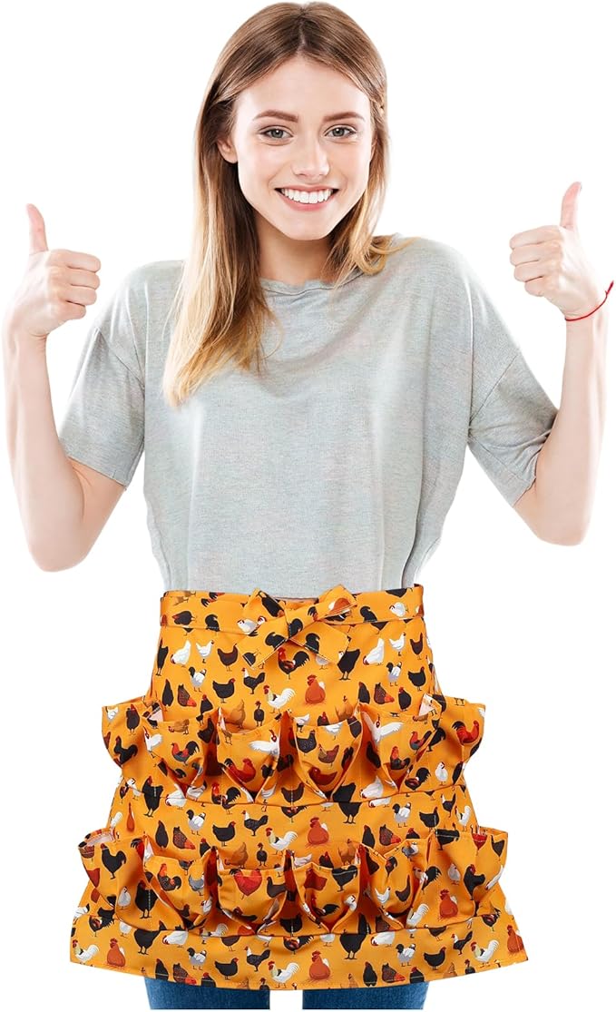 Egg Collecting Apron, 12 Pouches Chicken Egg Apron, Farmhouse Aprons for Chicken, Duck, Goose, Poultry Collection