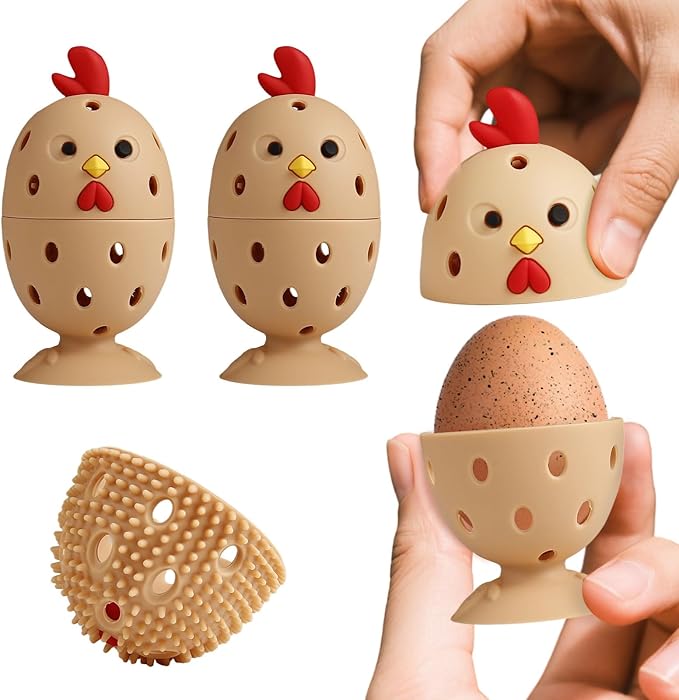 Silicone Egg Cleaner for Fresh Eggs, Vegetable and Fruit Scrubber Tool Reusable Cleaning Brush for Egg Washer (Bronze)