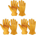 OZERO Gardening Work Gloves Men,Insulated Heavy Duty Cut Resistant Thorn Proof Leather Cowhide Gloves for Driving Welding