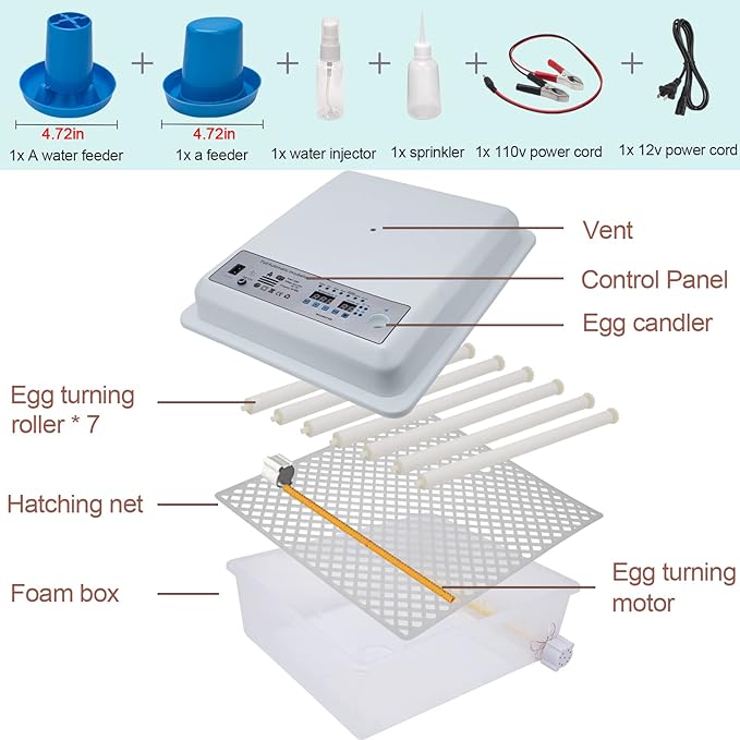 Incubators for Hatching Eggs, Egg Incubator with Automatic Egg Turning and Humidity Control, Egg Incubator for Chicken Quail Duck Pigeon Eggs(36 Eggs)