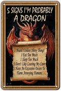 Dragon Wall Art Decor Vintage 5 Signs I'M Probably A Dragon Poster Vertical Accessories Metal Tin Sign 12x8 Inch For Home Boy Room Garage Man Cave Wall Decor