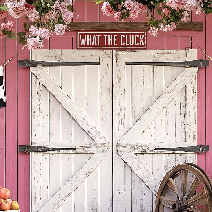 Rustic Farmhouse Style Chicken Coop Sign, Metal Outdoor Chicken House Signs, What The Cluck signs, Retro Metal Tin Sign, Farmhouse Decor, Backyard Hen House Gift 15.8x4 Inch