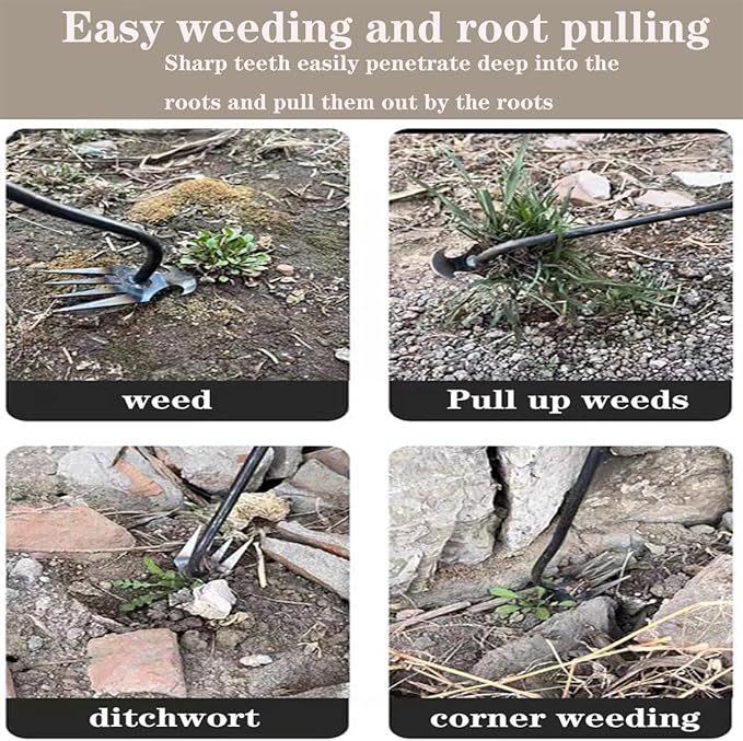Weed Puller Tool, Durable Garden Weed Pulling Tool, Portable Garden Weeder Tool for Gardening Backyard Farm Planting & Weeding(13.7in- Rubber Handle)