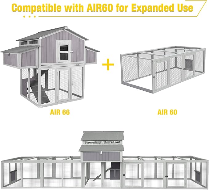 AIVITUVIN Large Chicken Coop for 6-8 Chickens Outdoor Chicken House with Two Nesting Box Folding Design Leakproof Pull-on Tray