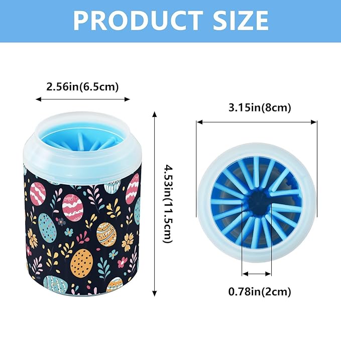 Fustylead Colorful Easter Eggs and Floral Dog Paw Washer for Muddy Paws, Gentle Paw Cleaning Cup for Small & Medium Dogs/Cats, Easy to Use and Travel-Friendly