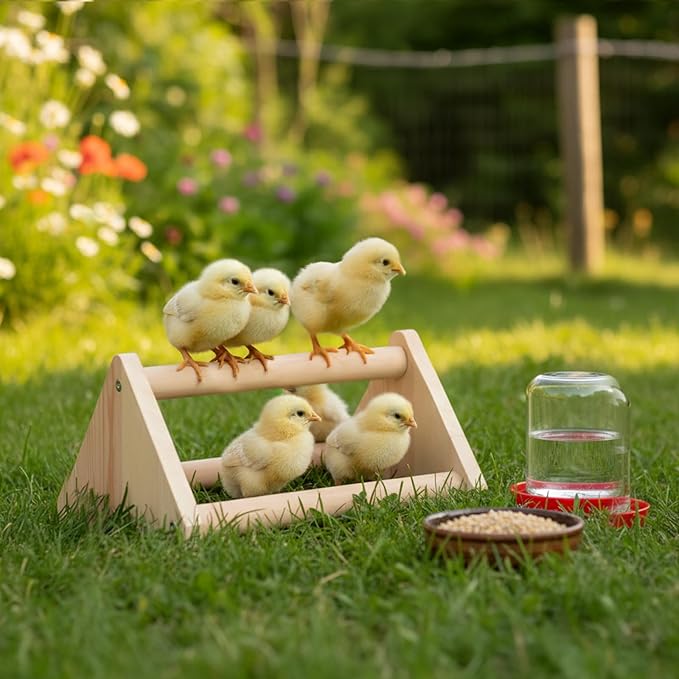 Chick Perch – Sturdy Wooden Roosting Bar for Coop & Brooder, Training Perch for Chicks, Easy to Assemble & Clean, Fun Activity Toy for Poultry (Triangle)