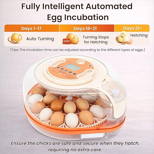 Smart Chicken Egg Incubator with Voice Control, 26 Chicken/59 Bird Incubators for Hatching Eggs, Automatic Egg Turner with Thermometer Seat and Humidity Control, Built-in Water Reservoir