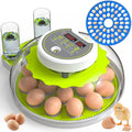 18/60 Egg Incubator with Humidity Display, Incubators for Hatching Eggs, Egg Candler, Automatic Egg Turner, Poultry Egg Incubator for Hatching Chicken Duck Goose Bird Quails- Green 2 Egg Trays