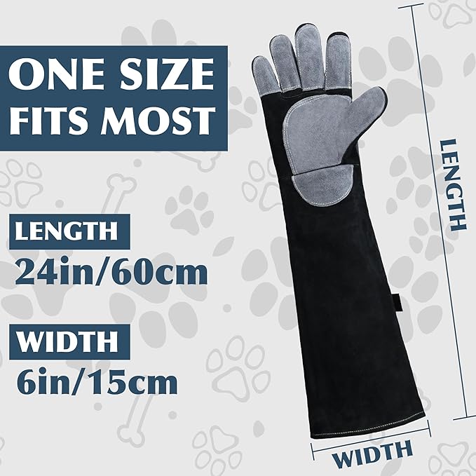 HANDLANDY 24 Inches Animal Handling Gloves Bite-Proof, Scratch-Resistant, Pet Gloves for Dogs, Cats, Falconry, Gardening