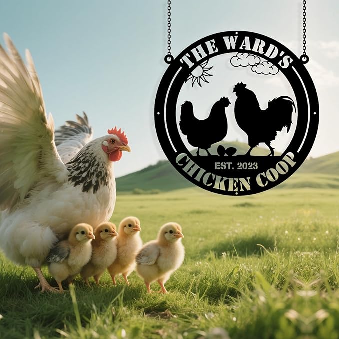 Custom Chicken Coop Metal Sign, Personalized Chicken Coop Sign for Outside, Custom Metal Hen House Farm Signs, Chickens Hen House Farmhouse Wall Art Decor