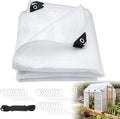 16Mil Clear Greenhouse Tarp, Heavy Duty Clear Tarp with Grommets 10x10FT, Reinforced Poly Transparent Greenhouse Plastic Cover Waterproof UV Resistant for Gardening, Farming, Canopy, Chicken Coop