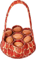 Egg Collecting Basket, Canvas Egg Basket for Gathering with 7 Pouches for Chicken, Duck, Goose, Bird, Various Poultry Collection (Feathers)
