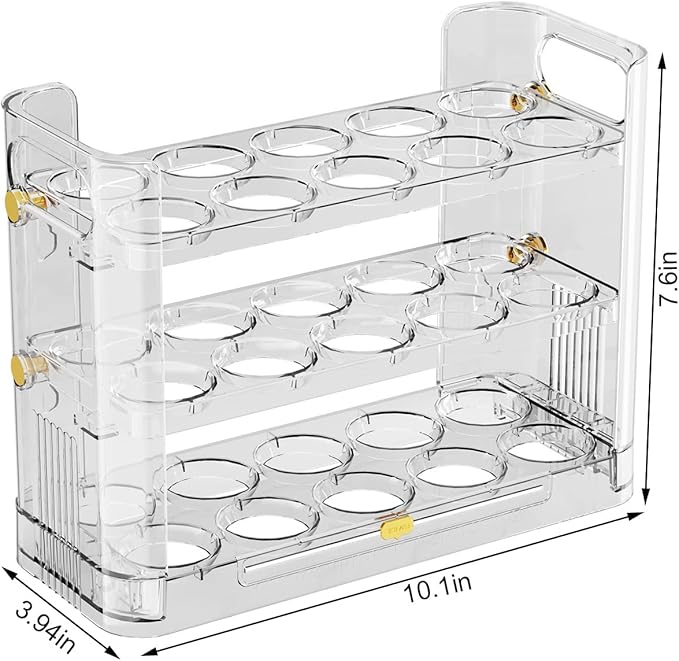 Reversible Egg Holder for Refrigerator and Countertop - Clear 30-Egg Storage Tray