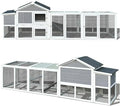 ZMAD Large Chicken Coop with Run, Wooden Hen House for 2-5 Chickens, Outdoor Chicken Run Poultry Cage Rabbit Cage Duck House with Nesting Box (Grey)