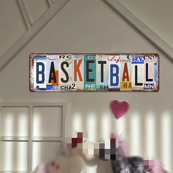 Basketball Metal Sign Basketball Decor Basketball Gifts For Boys Bedroom Basketball Poster For Boys Room Wall Decorations Vintage Sport Metal Tin Signs Basketball Street Signs 4x16 Inch