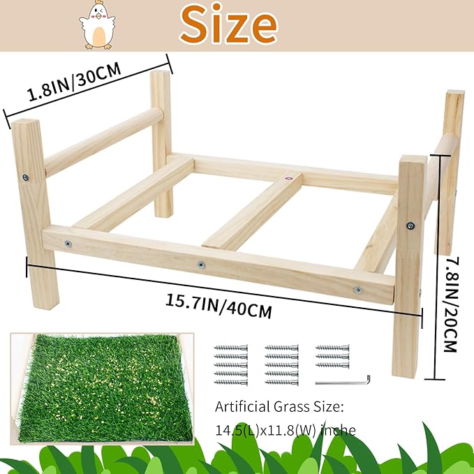 FlidRunest Extra-Large Wooden Chicken Toys, Natural Chicken Foraging Bed Toy for Coop, Multifunctional Training Perch Stand and for Poultry Chick, Hens, Rats