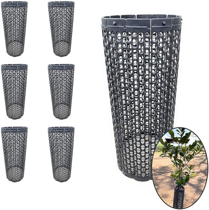 Plant and Tree Guard Protector; Wrap Tall Expandable Grow Tubes Around Trunk Bark, Landscape Plants, Saplings, and Vines; Protection from Trimmers, Weed whackers, and Animals (24, Slate)