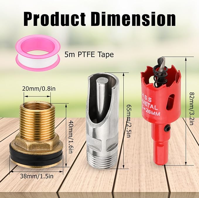 Pig Nipple Waterer, 5 Pcs Stainless Steel Automatic Hog Drinker Feeder Kit for Barrel with Brass Water Tank Connector Bulkhead Fitting for Hog Piglets Goat Waterering System