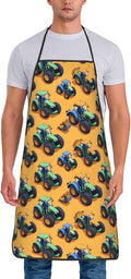 Chef Aprons for Men and Women - Vintage Tractors Green Print Oil-Resistant Bib Aprons for Cooking or Grilling Kitchen BBQ