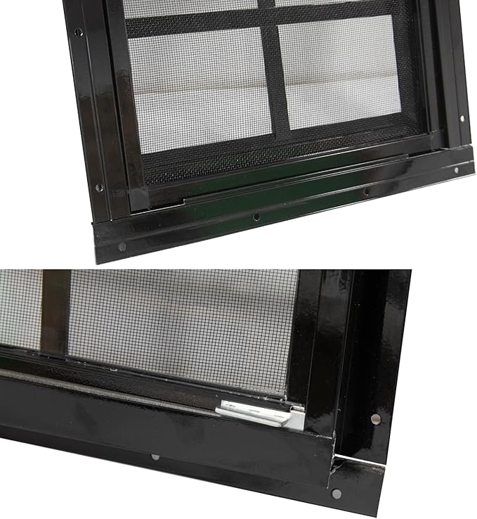 NeatiEase 2 Pack Shed Windows with Black Frame, 12 x 18 Flush Mount Small Window with Tempered Glass and Fiberglass Screen for Shed, Chicken Coop, Playhouse, Household, Garage