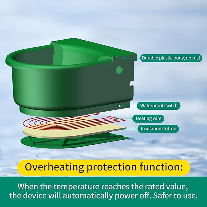 Automatic Heated Horse Waterer Bowl, 4L Large Capacity Farm Heated Water Bowl Constant Temperature Dispenser with Float Control for Pet Dog Goat Chicken and Other Animals,Outdoor Thermal-Bowl