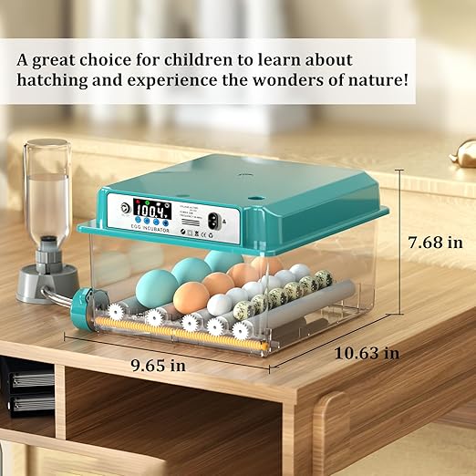Incubators for Hatching 16 Eggs, Egg Incubator with Automatic Egg Turning and Humidity Fill, Temperature Control, Incubator with Adjustable Rollers for Chickens, Ducks, Geese, and Quails