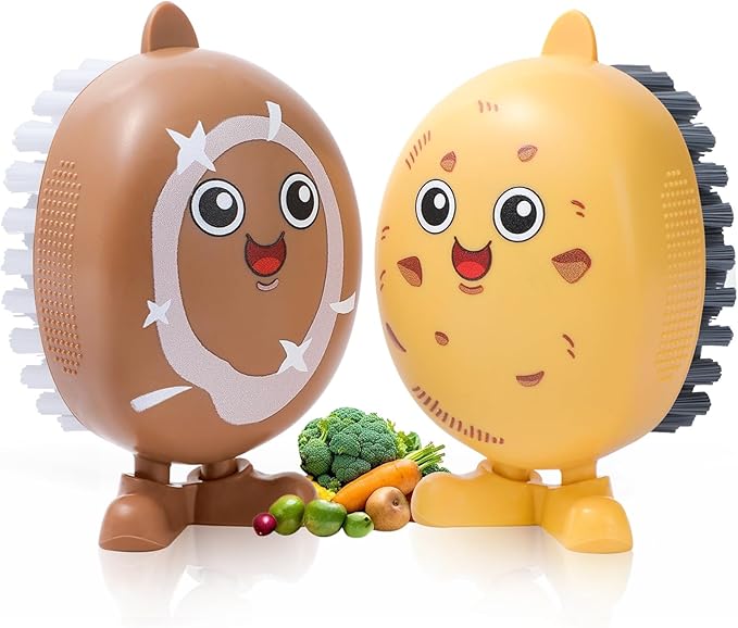 Vegetable Brush Scrubber, Potato Mushroom Scrubber Brush Cleaning Veggie Fruit Wash Cleaner for Food, 2 Pcs