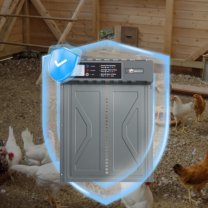 Automatic Chicken Coop Door Solar Powered with Timer, Remote Control, Anti-Pitch Aluminum Alloy Auto House Door for Chicken, Duck, Poultry, Weatherproof, Blue