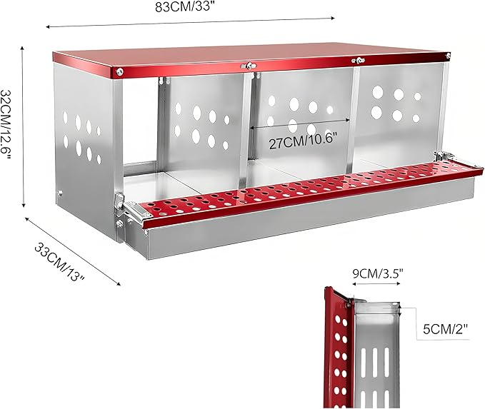 XINYI Chicken Nesting Boxes for Laying Eggs, Metal Coop for 3 Chickens,Roll Away Nesting Boxes,Easy Egg Collection, Brooder Box for Rabbit, Squirrel, Parakeet, Owl, Cockatiel, Robin